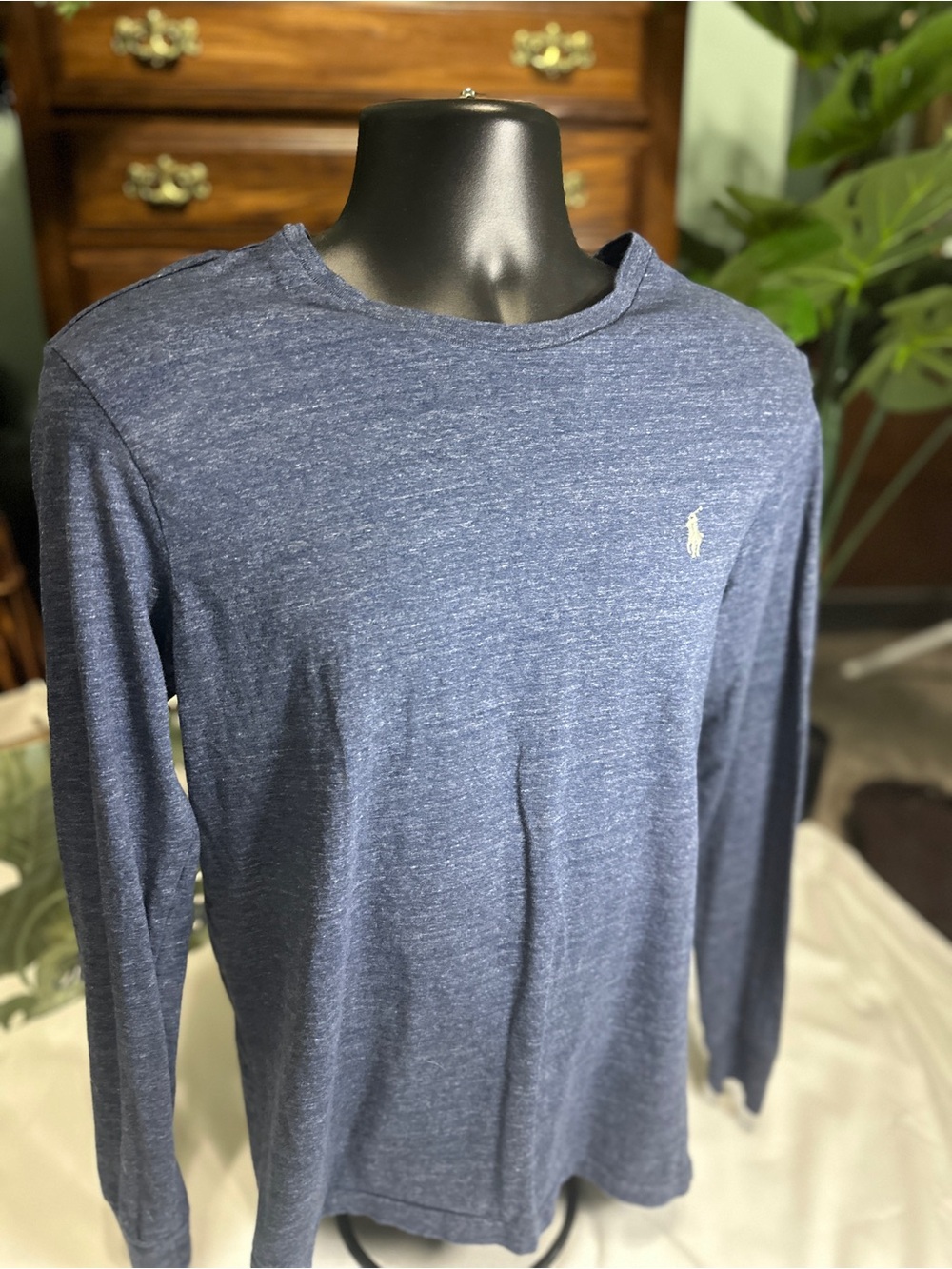 Polo by Ralph Lauren Heather Navy Long-Sleeve Crewneck Tee Size M